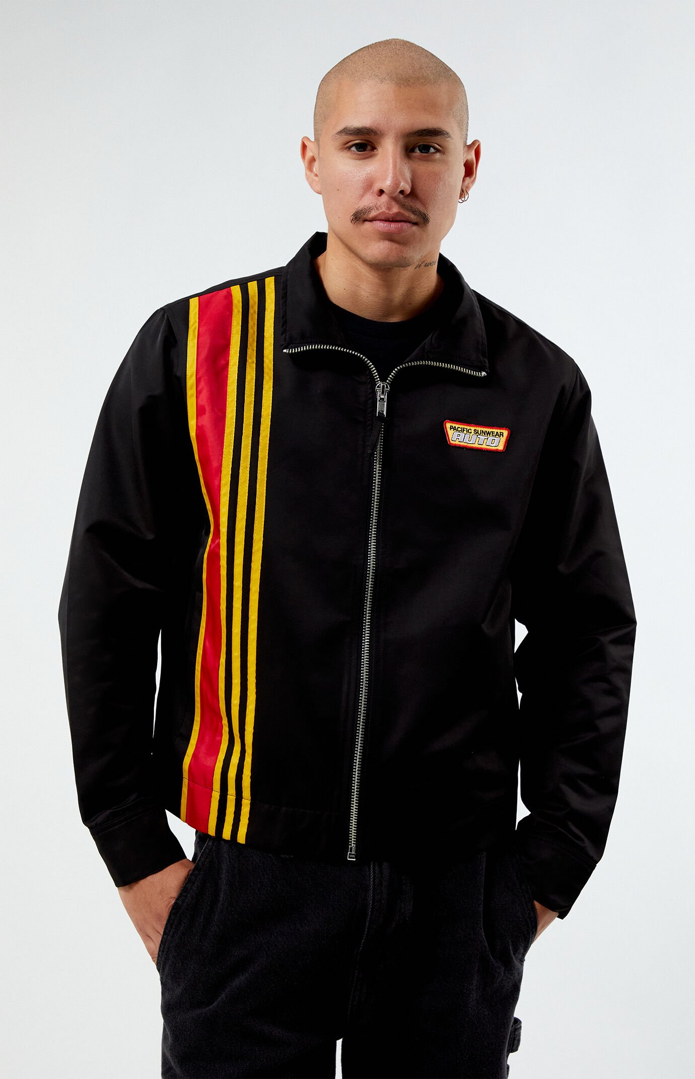 PacSun Black Nylon Racing Jacket PacSun
