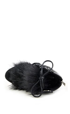 Women's Shainy Black Faux Fur Gladiator Sandal Booties image number 4