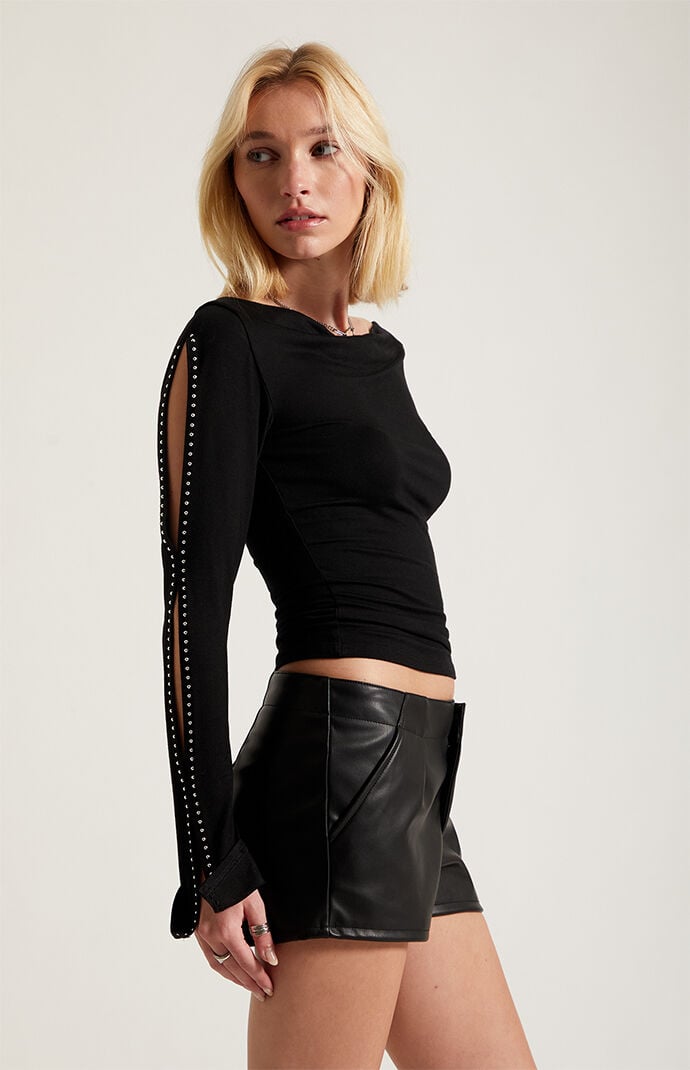 Third Charm Faux Leather Shorts