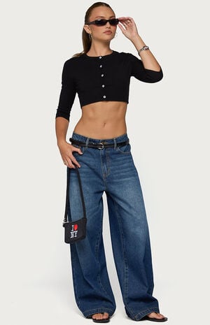 Gilba Button Up Knit Crop Top image number 5