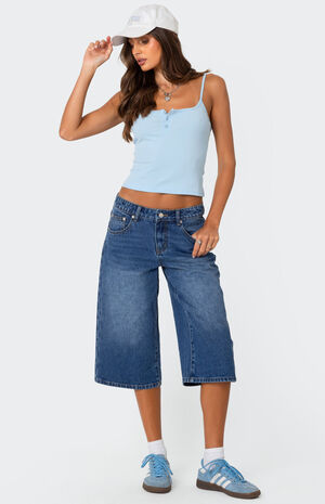 Xtra Long Low Rise Denim Bermuda Shorts image number 1