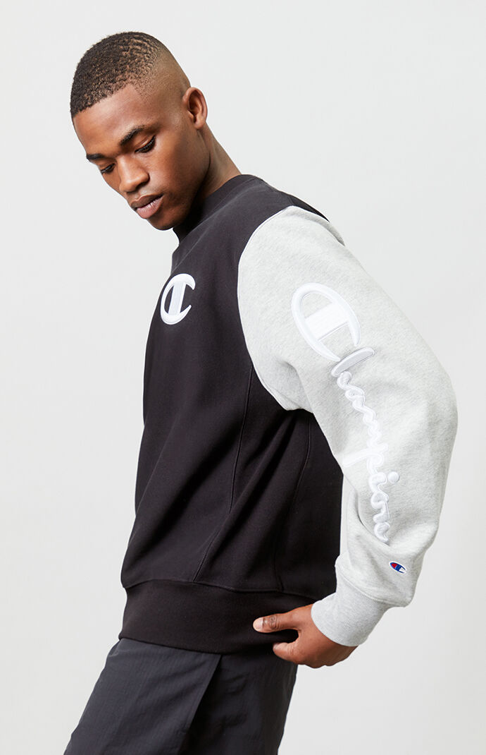 Colorblocked Reverse Weave Crew Neck Sweatshirt