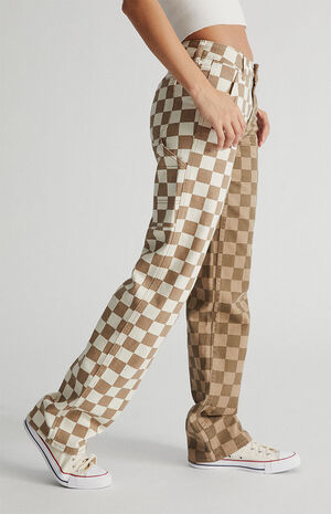 Two-Tone Checkerboard&nbsp;Low Rise Carpenter Pants image number 2