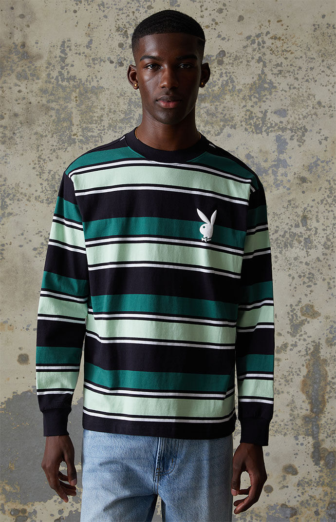 Grey striped long sleeve shirt clearance