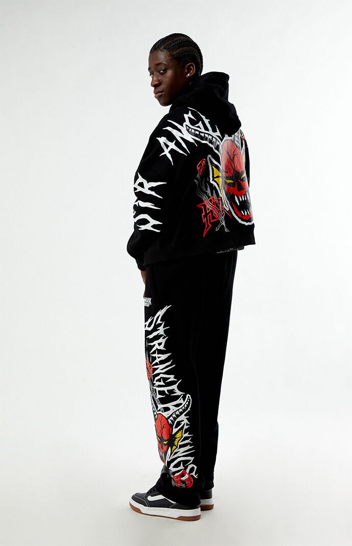 Netflix x Stranger Things Black Hellfire Club Cropped Hoodie