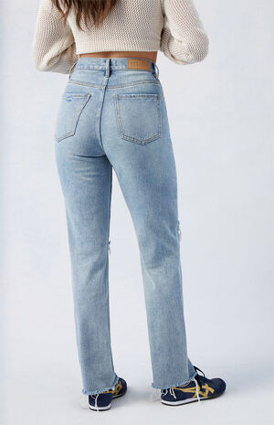 Medium Indigo Ripped Dad Jeans image number 4