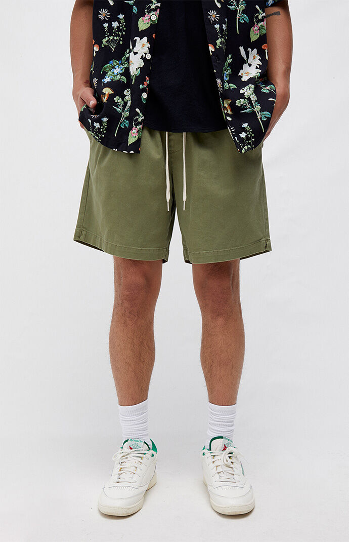 PacSun Olive Twill Volley Shorts | PacSun