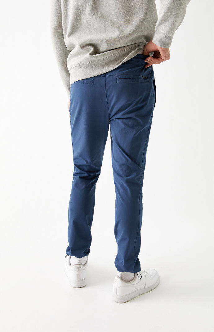 Blue Crinkle Nylon Jogger Pants