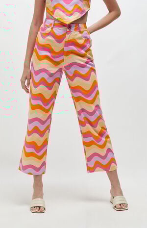 Organic Wavy Print Cropped Straight Leg Pants image number 1