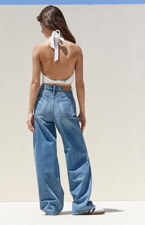 Medium Indigo Ripped Boyfriend Jeans image number 4