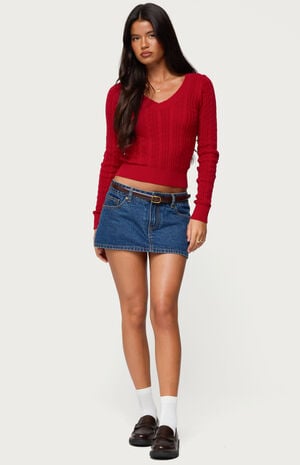 Ashlee V Neck Cable Knit Top image number 4