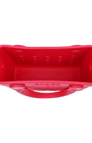 Raspberry Small Woven Crocssbody Tote Bag image number 8