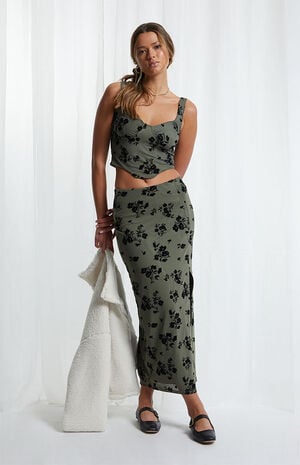 Verona Floral Velvet Midi Skirt image number 1