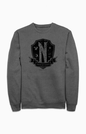 Wednesday Nevermore Emblem Crew Neck Sweatshirt image number 1