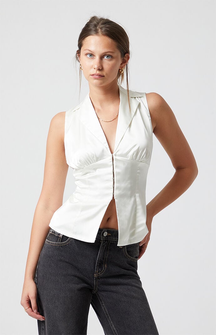 Beverly and Beck Satin Hook-And-Eye Vest | PacSun