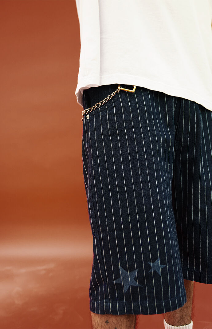 FUTURE SAINT Pinstripe Baggy Denim Shorts | PacSun