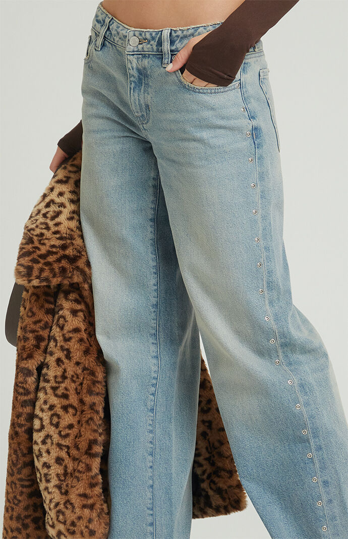 Pacsun Casey Low Rise Baggy Jeans Grommet Light Indigo