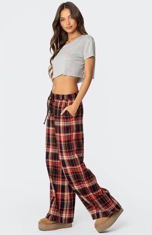 Lounge Around Plaid Wide Leg Pants image number 4