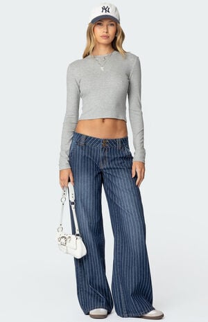 Cory Striped Low Rise Jeans image number 1