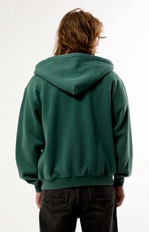 Green Snow Wash Full Zip Hoodie image number 4
