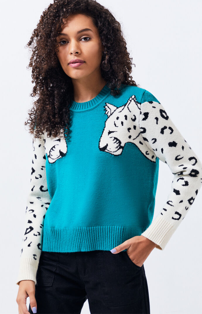 Snow leopard sleeve sweater hotsell