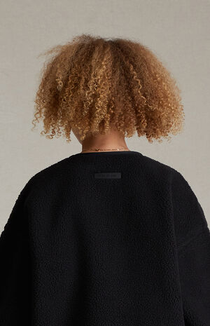 Essentials Jet Black Polar Fleece Crew Neck Sweatshirt image number 5