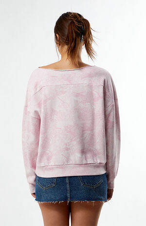 Pink Camo Off-The-Shoulder Sweatshirt image number 3