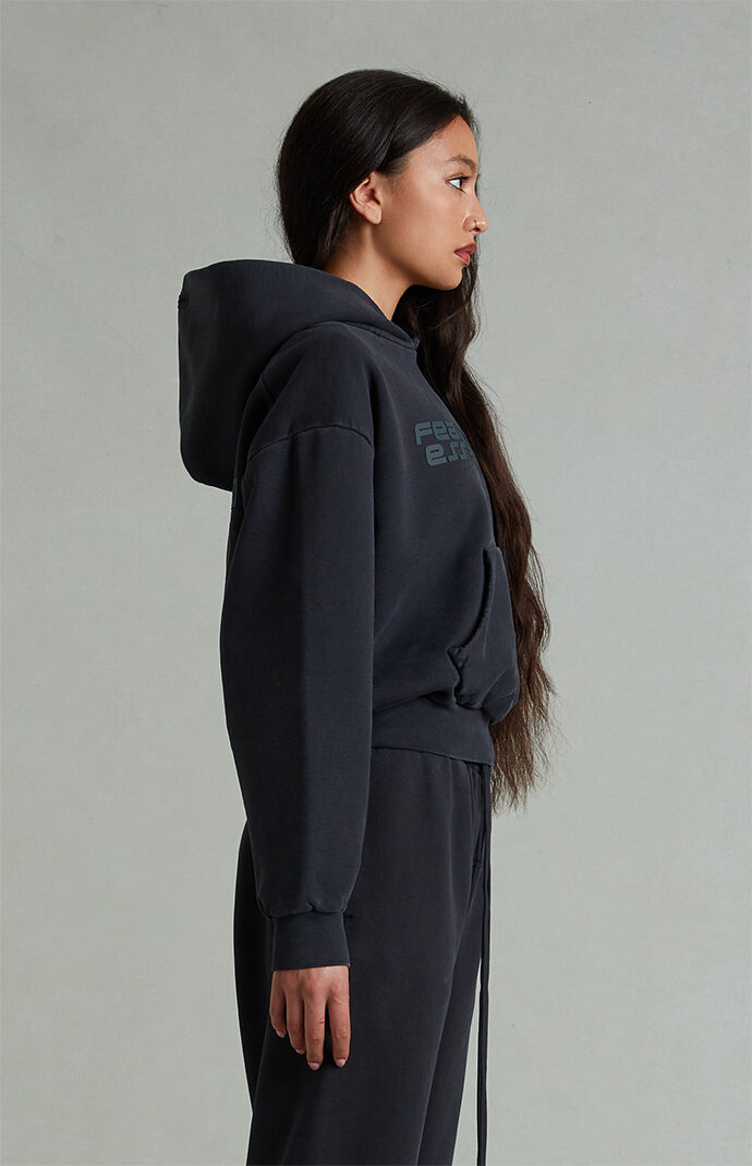 Fear of God ESSENTIALS Women's Vintage Black Classic Cropped Hoodie