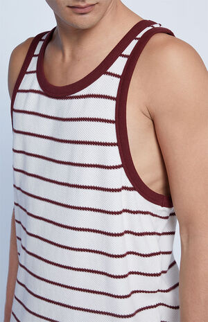 Cream Jacquard Striped Tank Top image number 2