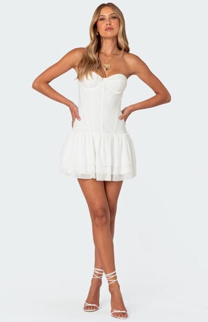Mesh & Chiffon Corset Mini Dress image number 2