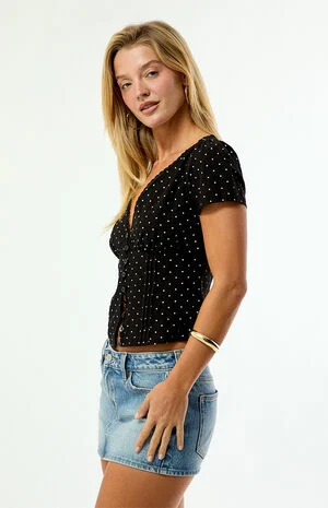 Claire Short Sleeve Button Front Top image number 3