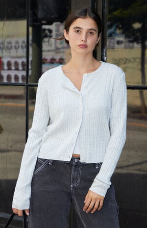 Gray Zoe Cable Knit Cardigan image number 2