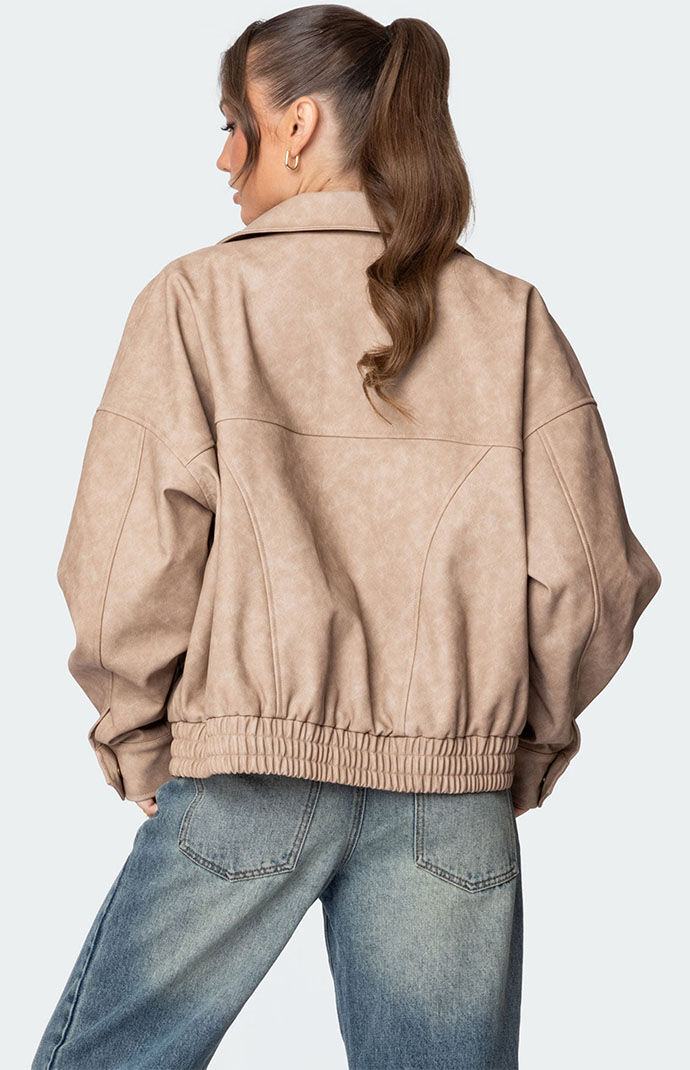 Edikted Mori Oversized Faux Leather Jacket | PacSun