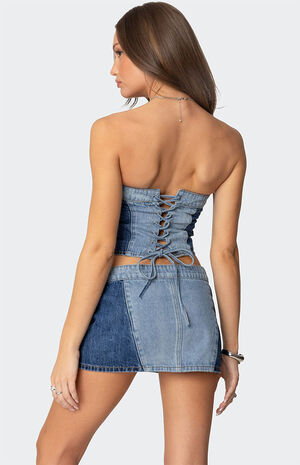 Reni Contrast Denim Zip Up Corset image number 5