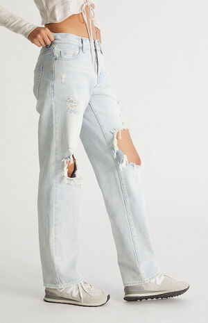 Light Blue Ripped Boyfriend Jeans image number 3