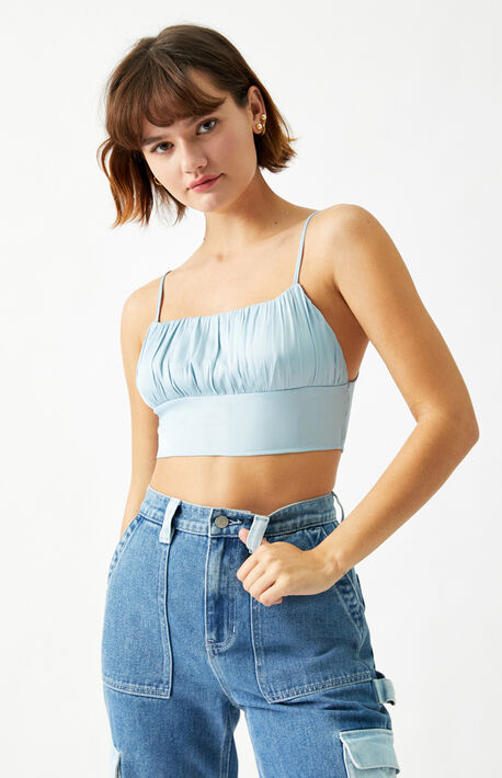 Shirred Satin Cami Top