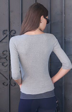 Melange Henley Quarter Sleeve Top image number 4