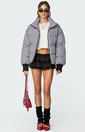 Oversized Gingham Puffer image number 2