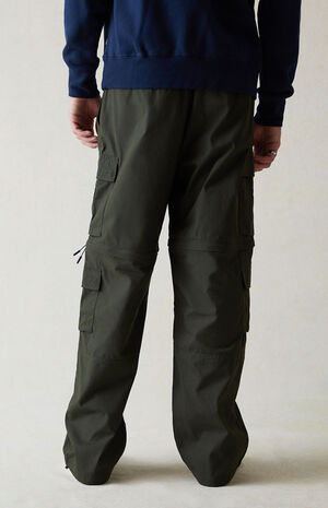 Canvas Green Baggy Zip Off Cargo Pants image number 4