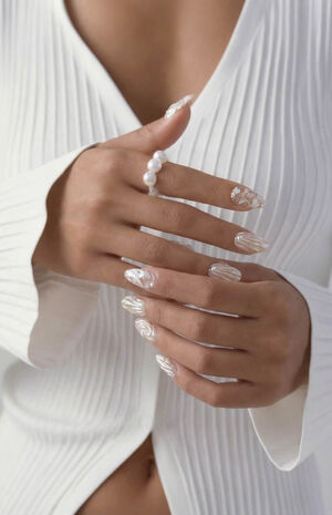 Pearly Girl Almond Press-On Nails image number 5
