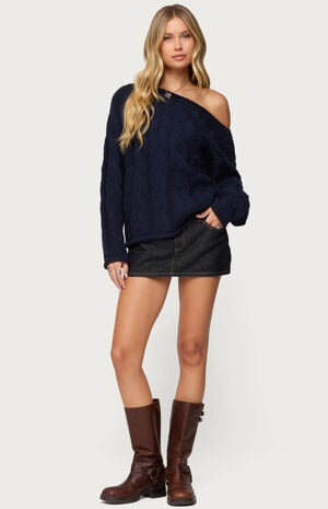 Nellie Off Shoulder Cable Knit Sweater image number 4