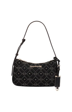 Studded Black Denim Shoulder Bag image number 1