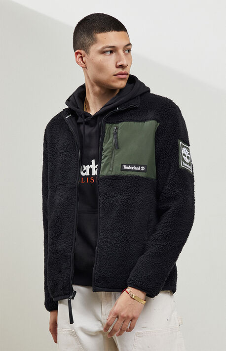 Olive Outdoor Sherpa Fleece Zip Up Jacket