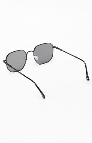 Black Metal Rectangle Frame Sunglasses image number 2