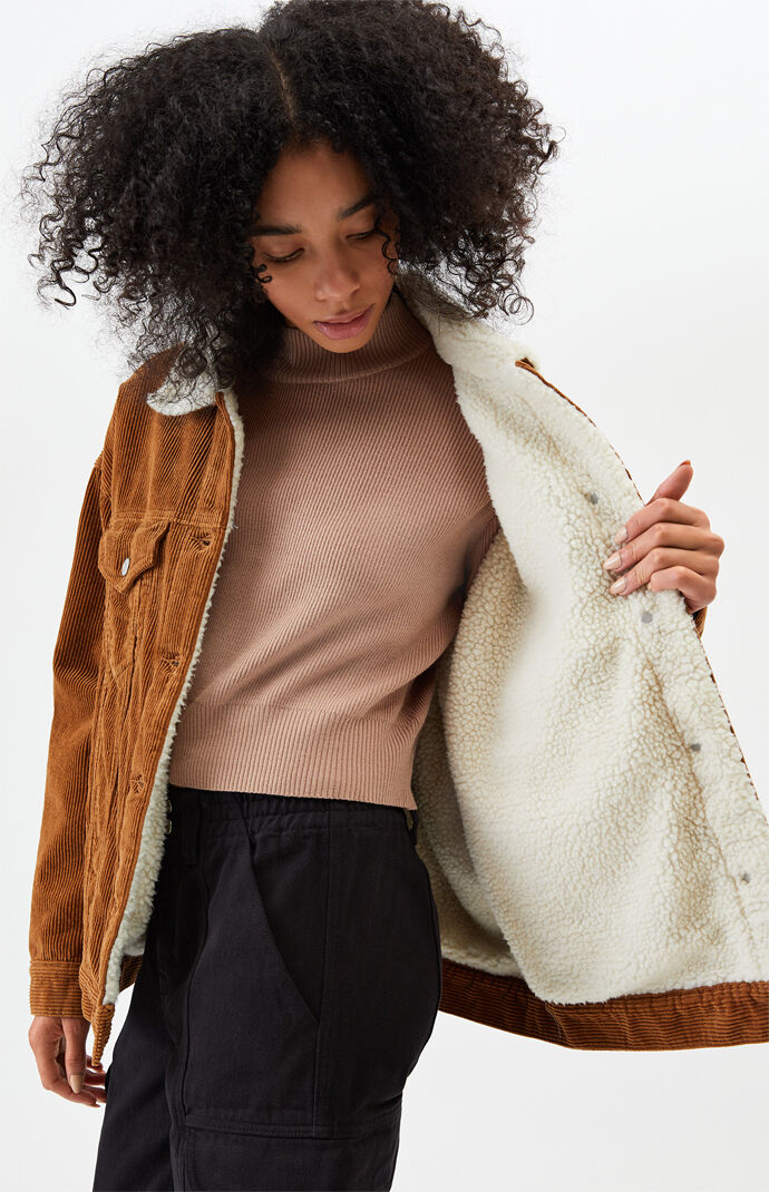 pacsun sherpa corduroy trucker jacket