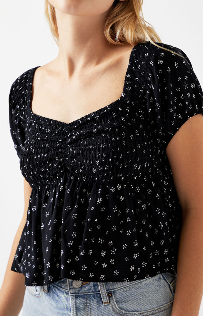 Cinch Smocked Babydoll Top
