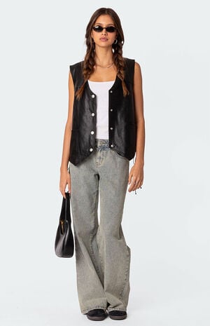 Kara Faux Leather Lace Up Vest image number 2