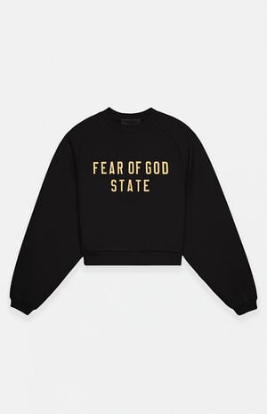 Women's Black Fleece Cropped Crew Neck Sweatshirt image number 1