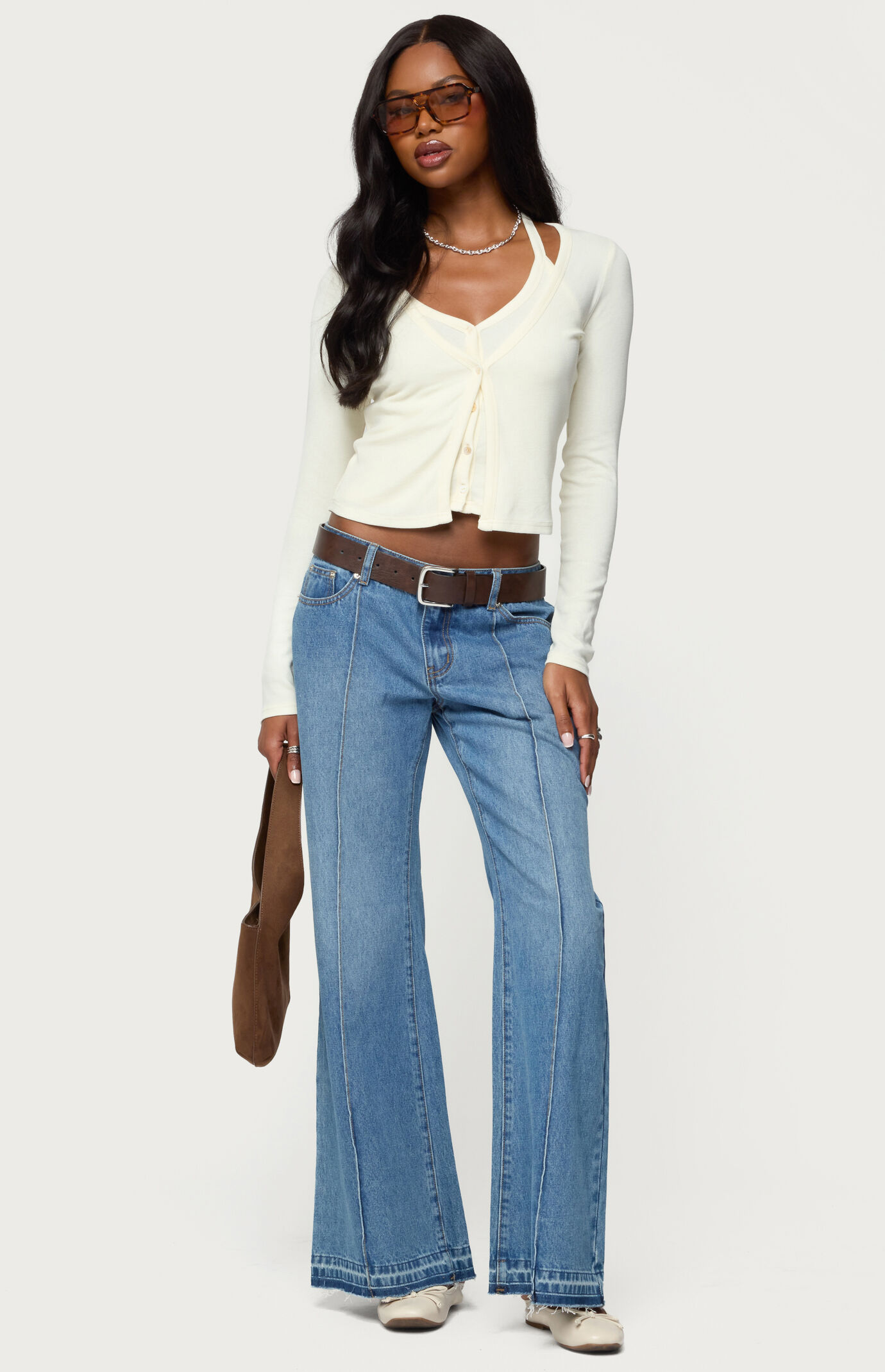 Edikted Cardigan & Halter Two Piece Knit Top