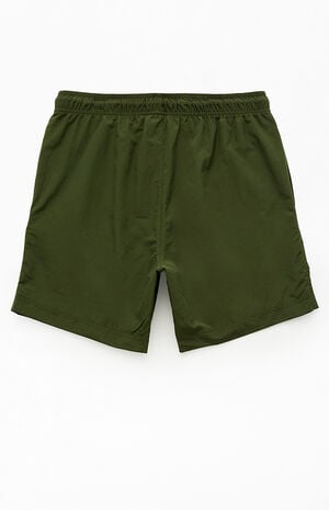 Green Collegiate Solid 7" Swim Trunks image number 2
